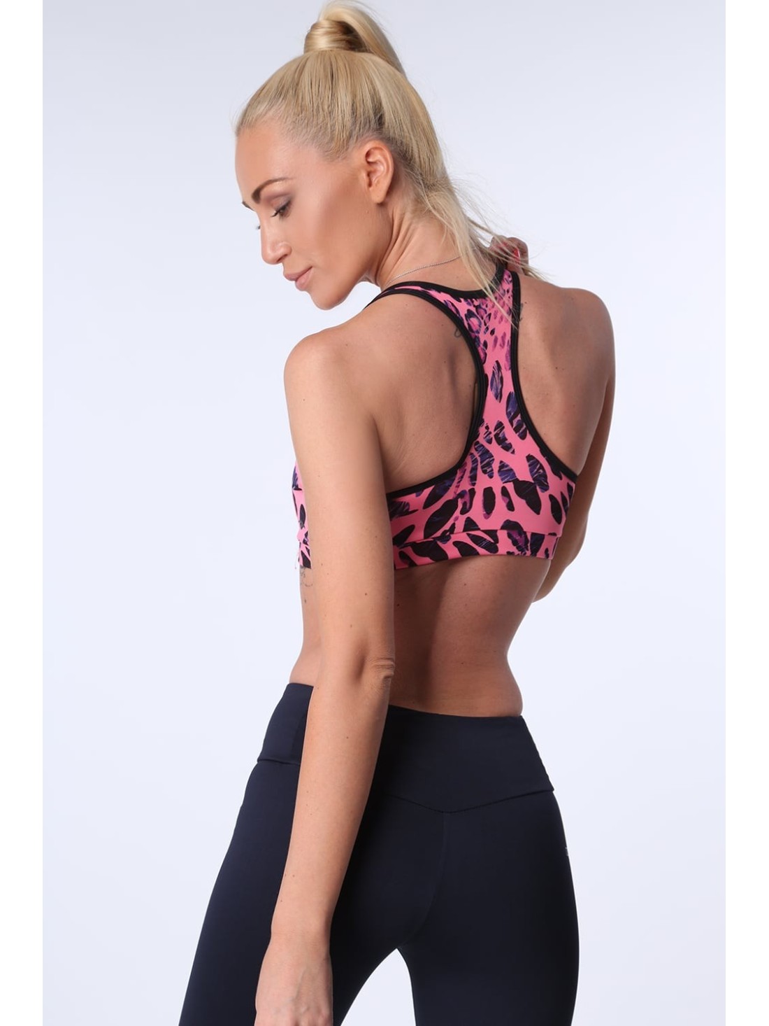 Rosafarbenes Sporttop mit Leopardenmuster MR15498 – Online-Shop – Boutique